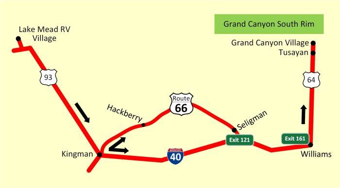 Reiseroute: Lake Mead zum Grand Canyon