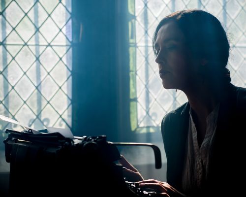 Writer with an old typewriter