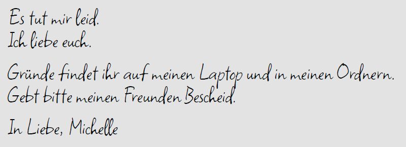 Abschiedsbrief von Michelle Nagy