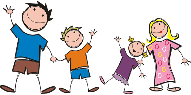 Mutter und Vater mit Kindern