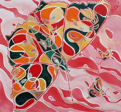 Gemälde Barbara Knuth: Schmetterlinge im Kopf II