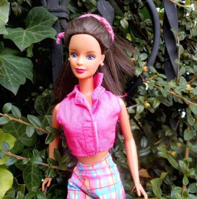 Pretty in Plaid Barbie Kestrel im Garten